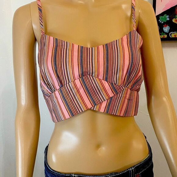 BOG Collective Candy Stripe Crop Tank Size Medium - Picture 1 of 4